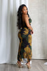 Golden Petal Ruffled Floral Tube Dress